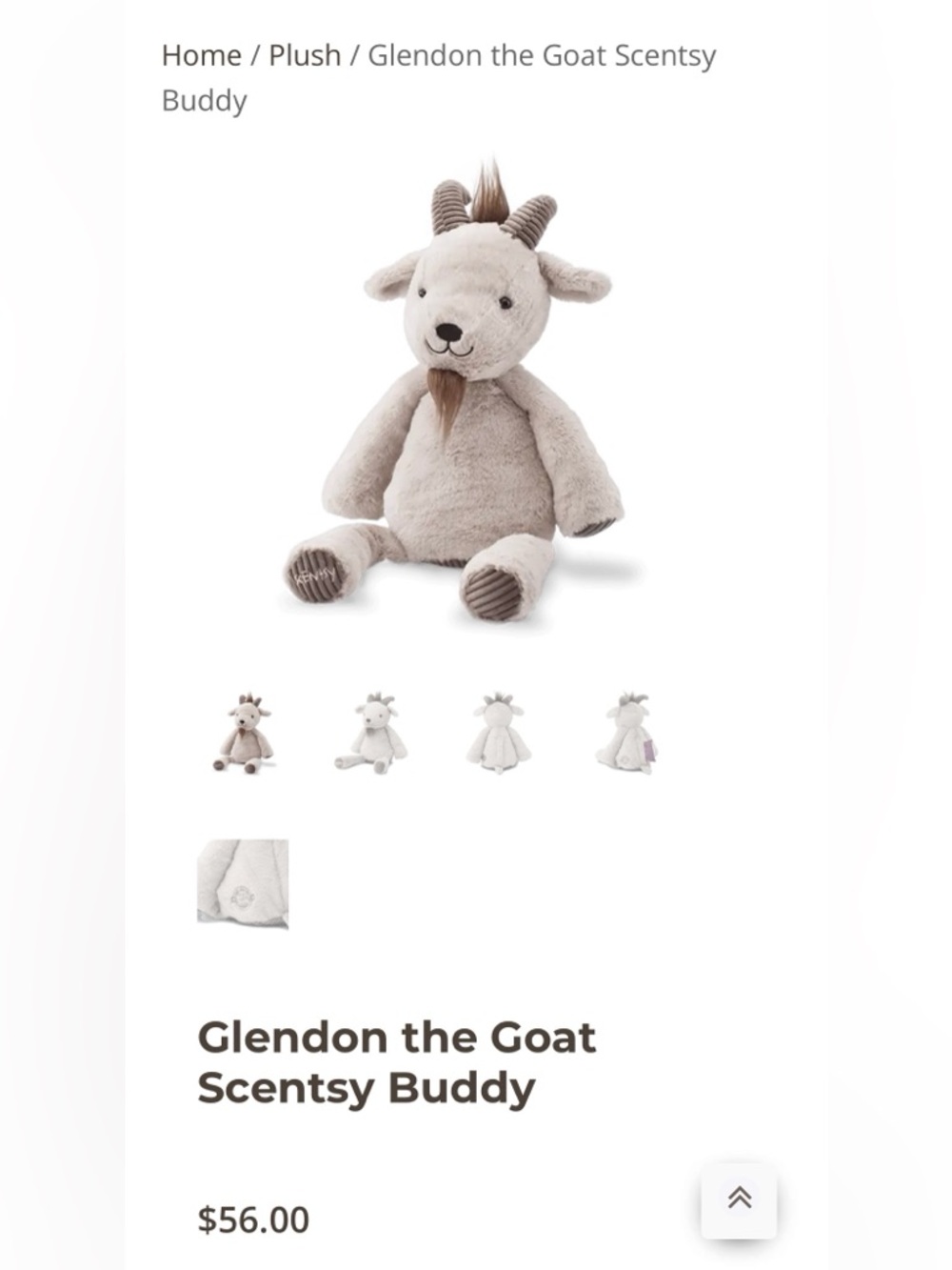 Scentsy Glendon the Goat Buddy Plush - Light Gray and Brown Accents